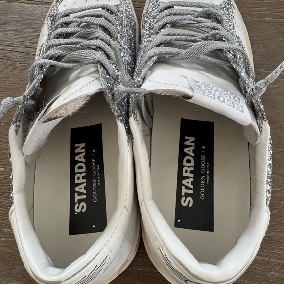 Golden Goose White and Silver Glitter Sneakers-Like New! - Picture 3 of 6
